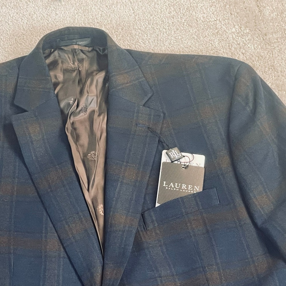 Lauren Ralph Lauren Lexington Sport Coat Mens 46L Plaid Stretch NWT
